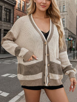 Load image into Gallery viewer, Contrast Button Up Long Sleeve Cardigan
