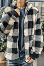 Load image into Gallery viewer, Double Take Plaid Long Sleeve Hooded Coat
