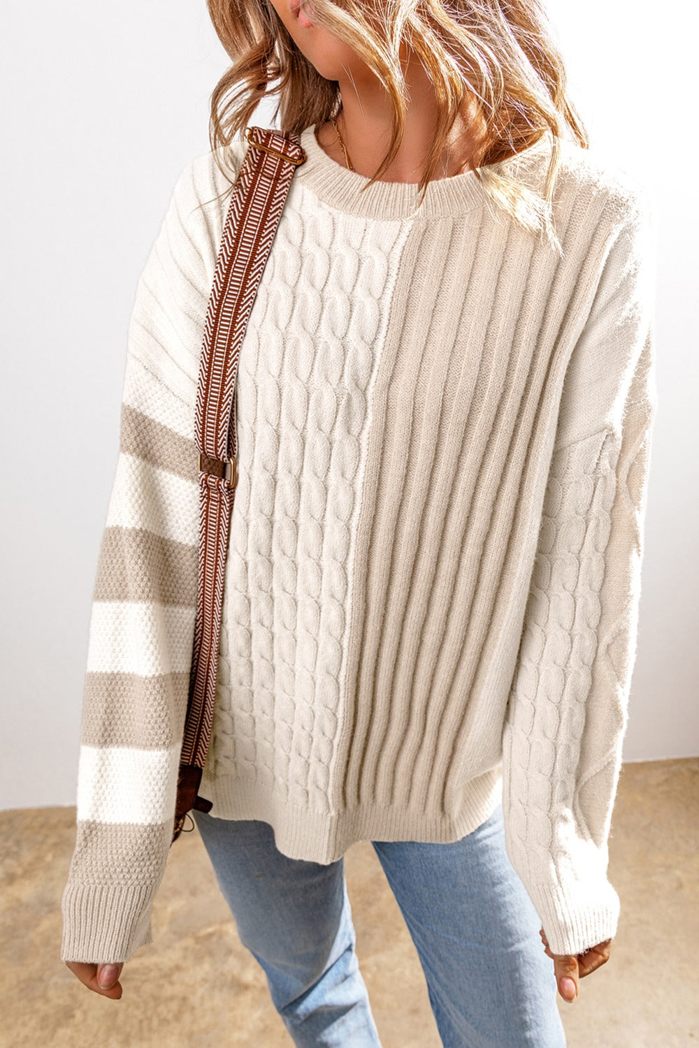 Cable-Knit Color Block Sweater