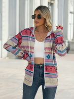 Load image into Gallery viewer, Aztec Zip Up Hooded Jacket
