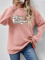 Load image into Gallery viewer, Christmas Letter Graphic Round Neck Sweatshirt
