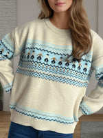 Load image into Gallery viewer, Contrast Round Neck Dropped Shoulder Sweater
