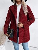 Load image into Gallery viewer, Plaid Collared Neck Long Sleeve Jacket
