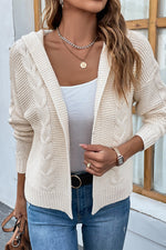 Load image into Gallery viewer, Cable-Knit Dropped Shoulder Hooded Cardigan
