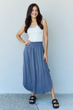 Load image into Gallery viewer, Doublju Comfort Princess Full Size High Waist Scoop Hem Maxi Skirt in Dusty Blue
