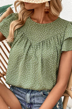 Load image into Gallery viewer, Printed Round Neck Puff Sleeve Blouse
