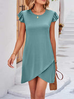 Load image into Gallery viewer, Ruffled Round Neck Cap Sleeve Mini Dress
