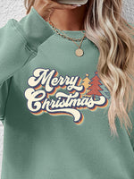 Load image into Gallery viewer, Christmas Letter Graphic Round Neck Sweatshirt
