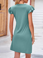 Load image into Gallery viewer, Ruffled Round Neck Cap Sleeve Mini Dress
