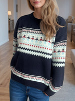 Load image into Gallery viewer, Contrast Round Neck Dropped Shoulder Sweater
