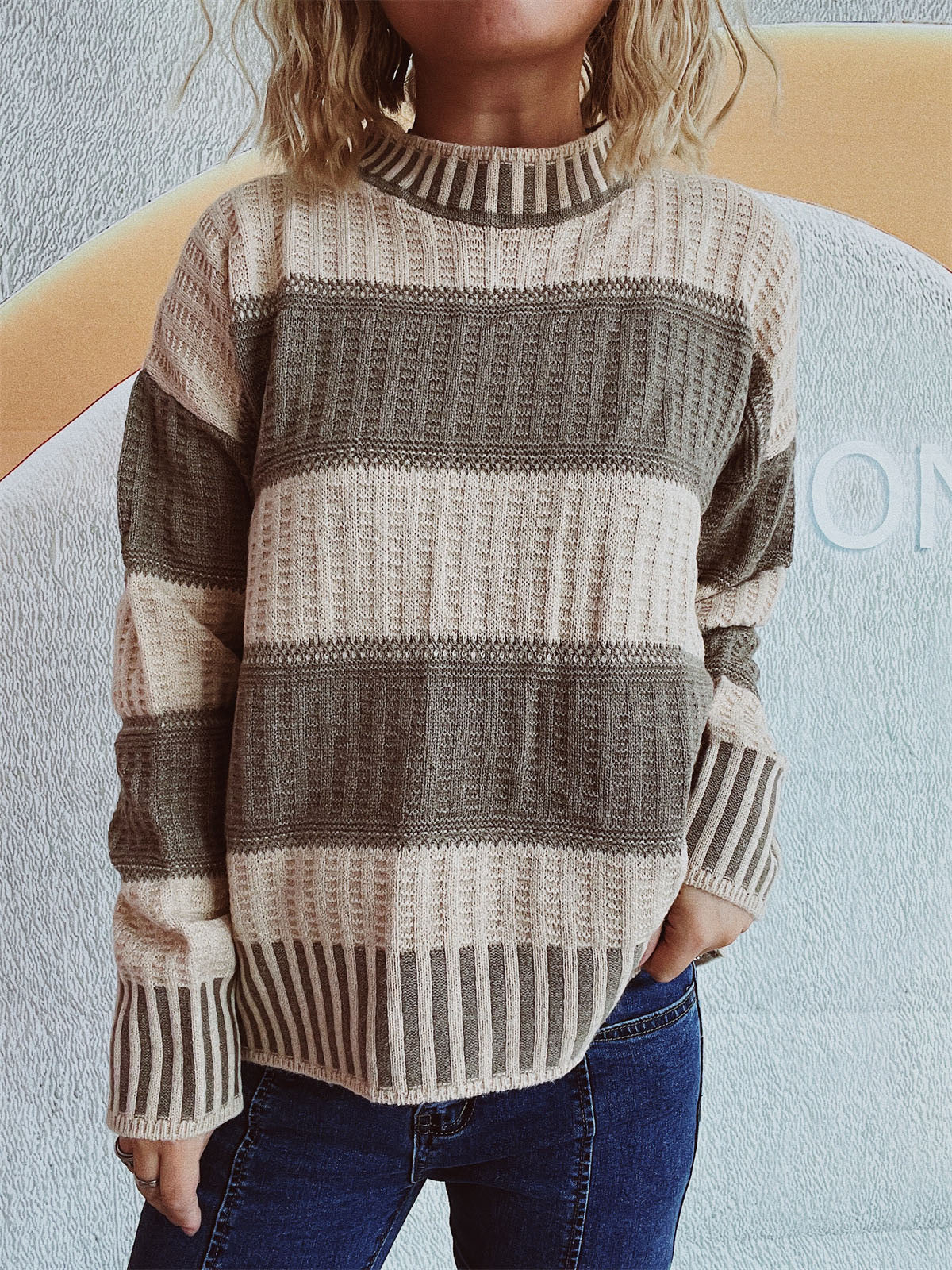 Contrast Striped Sweater