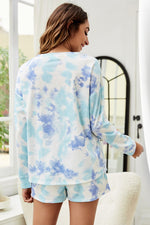 Load image into Gallery viewer, Shiny Tie-Dye Dropped Shoulder Top and Shorts Lounge Set
