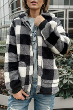 Load image into Gallery viewer, Double Take Plaid Long Sleeve Hooded Coat
