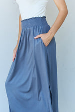 Load image into Gallery viewer, Doublju Comfort Princess Full Size High Waist Scoop Hem Maxi Skirt in Dusty Blue
