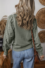 Load image into Gallery viewer, Eyelet Round Neck Long Sleeve Sweatshirt
