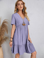 Load image into Gallery viewer, Full Size V-Neck Short Sleeve Dress
