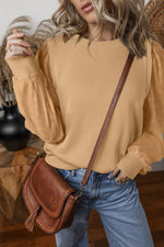 Load image into Gallery viewer, Eyelet Round Neck Long Sleeve Sweatshirt
