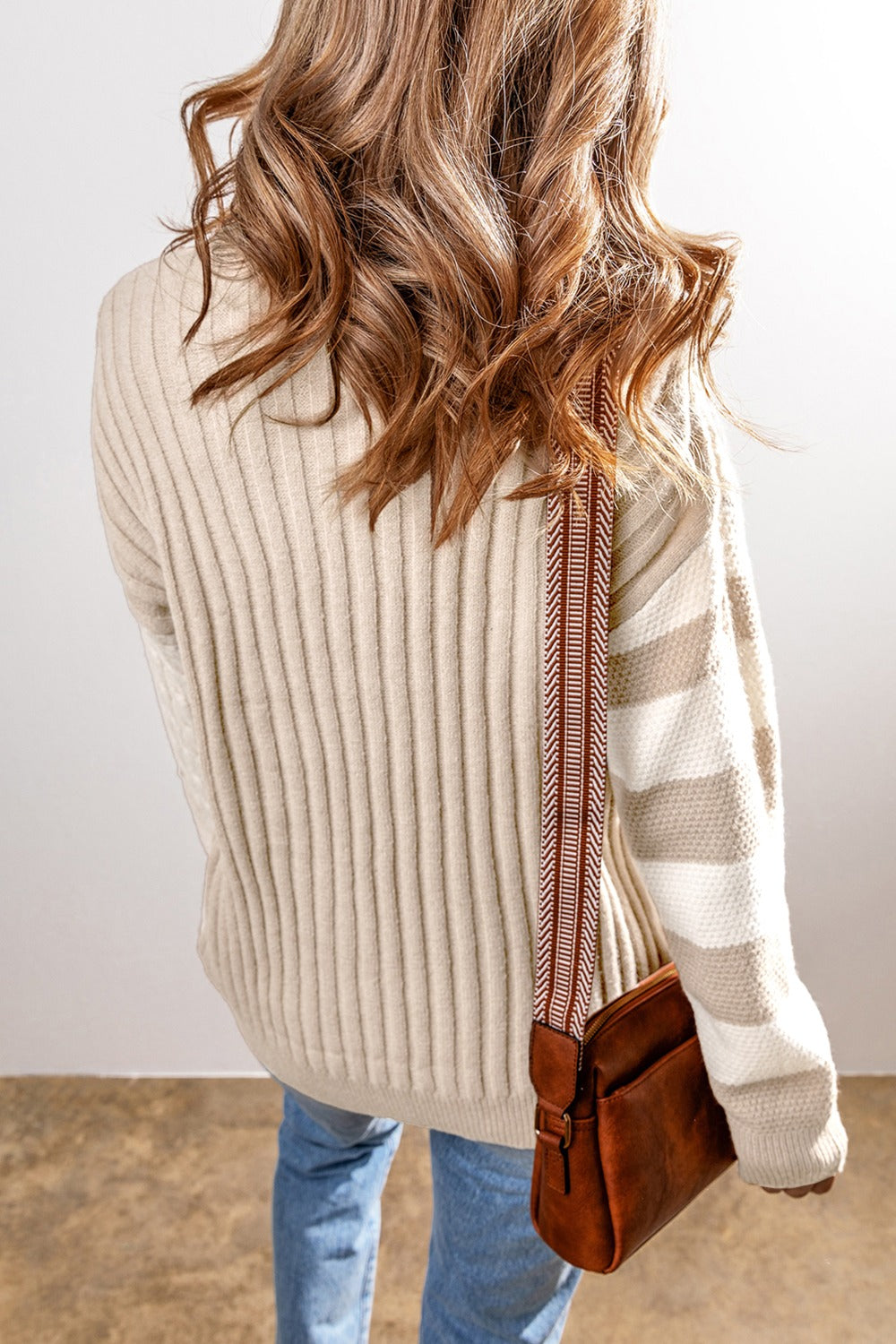 Cable-Knit Color Block Sweater