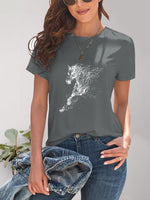 Load image into Gallery viewer, Horse Round Neck Short Sleeve T-Shirt
