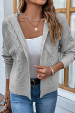 Load image into Gallery viewer, Cable-Knit Dropped Shoulder Hooded Cardigan
