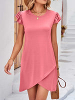 Load image into Gallery viewer, Ruffled Round Neck Cap Sleeve Mini Dress
