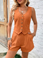 Load image into Gallery viewer, Scoop Neck Sleeveless Top and Shorts Set
