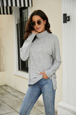 Load image into Gallery viewer, Heathered Slit High-Low Long Sleeve Top
