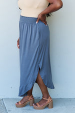 Load image into Gallery viewer, Doublju Comfort Princess Full Size High Waist Scoop Hem Maxi Skirt in Dusty Blue
