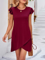 Load image into Gallery viewer, Ruffled Round Neck Cap Sleeve Mini Dress
