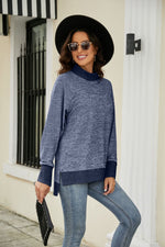 Load image into Gallery viewer, Heathered Slit High-Low Long Sleeve Top
