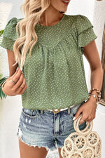 Load image into Gallery viewer, Printed Round Neck Puff Sleeve Blouse
