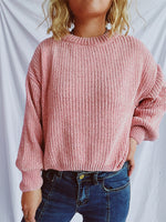 Load image into Gallery viewer, Round Neck Dropped Shoulder Long Sleeve Sweater
