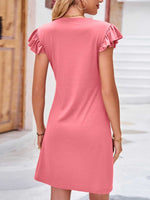 Load image into Gallery viewer, Ruffled Round Neck Cap Sleeve Mini Dress
