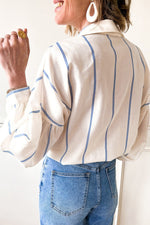 Load image into Gallery viewer, Striped Collared Neck Long Sleeve Shirt
