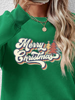 Load image into Gallery viewer, Christmas Letter Graphic Round Neck Sweatshirt
