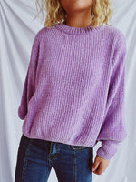 Load image into Gallery viewer, Round Neck Dropped Shoulder Long Sleeve Sweater
