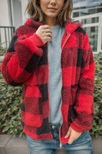 Load image into Gallery viewer, Double Take Plaid Long Sleeve Hooded Coat
