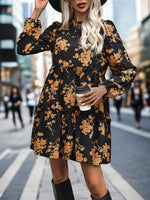 Load image into Gallery viewer, Frill Printed Long Sleeve Mini Dress
