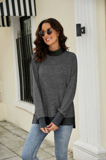 Load image into Gallery viewer, Heathered Slit High-Low Long Sleeve Top
