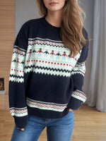 Load image into Gallery viewer, Contrast Round Neck Dropped Shoulder Sweater
