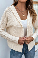 Load image into Gallery viewer, Cable-Knit Dropped Shoulder Hooded Cardigan
