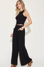 Load image into Gallery viewer, Basic Bae Full Size Ribbed Tank and Wide Leg Pants Set
