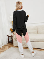 Load image into Gallery viewer, Ivy Lane Chevron Color Block Sweatshirt and Joggers Set
