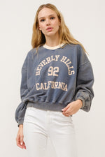 Load image into Gallery viewer, And The Why BEVERLY HILLS 92 CALIFORNIA Contrast Crop Sweatshirt
