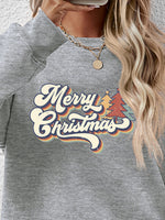 Load image into Gallery viewer, Christmas Letter Graphic Round Neck Sweatshirt
