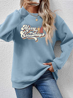 Load image into Gallery viewer, Christmas Letter Graphic Round Neck Sweatshirt
