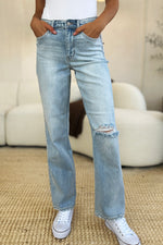 Load image into Gallery viewer, Judy Blue Full Size High Waist Distressed Straight Jeans
