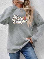 Load image into Gallery viewer, Christmas Letter Graphic Round Neck Sweatshirt
