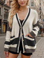 Load image into Gallery viewer, Contrast Button Up Long Sleeve Cardigan
