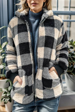 Load image into Gallery viewer, Double Take Plaid Long Sleeve Hooded Coat
